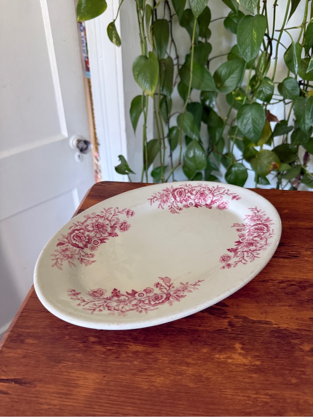 Royal Doulton Pink Floral Transferware Serving Platter CARIBE CHINA PUERTO RICO